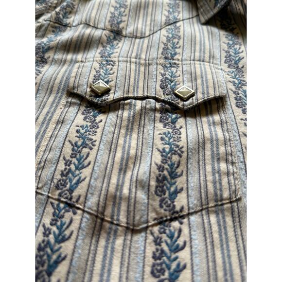 Vintage ROPER Embroidered Blue Pearl Snap Country Western Rodeo Ranch Cowboy - Picture 7 of 9